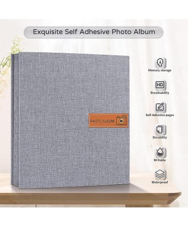 Popotop Large Self-Adhesive Photo Album - 40 Pages DIY Scrapbook for Family, Baby, and Wedding - Includes Metal Pen and Plastic Board - 13x12.6 Grey - Buy Online on GoSupps.com