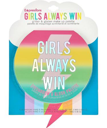Expressions Girls Always Win Glisten & Glitter Makeup Palette - 10 Color Eyeshadow & Blush Set | Cute Compact with Mirror | Washable & Non-Toxic | Perfect Gifts for Girls - Buy Online on GoSupps.com