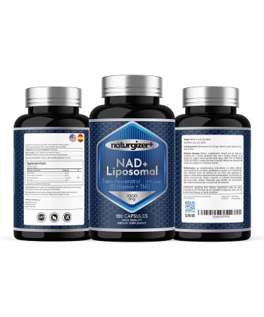 naturgizer+ Liposomal NAD+ Supplement with Resveratrol, TMG & Vitamin B3 | 4-in-1 Healthy Aging & Cellular Energy Support | High Absorption NAD Plus for Men & Women Over 40 | 120 Capsules - Buy Online on GoSupps.com