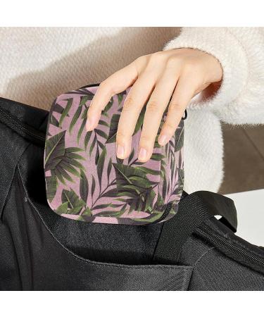 Large Capacity Women's Travel Storage Bag | Menstrual Cup Pocket & Makeup Organizer - Tropical Leaves Design - Buy Online on GoSupps.com
