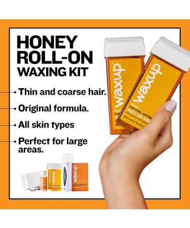 Waxup Roller Waxing Kit for Women - Honey Roll on Wax Kit for Hair Removal with Warmer, Strips, Cartridge Refills, and Almond Oil Wax Remover - Buy Online on GoSupps.com