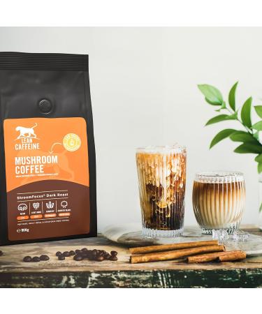 Lean Caffeine Mushroom Coffee Ground 412g | Mushroom Extract Powder Blend | Mycotoxin Free Lions Mane Reishi Cordyceps Agaricus Blazei | Bulletproof Coffee - Pack of 1 - Buy Online on GoSupps.com