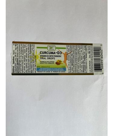 Vitamin D3 Oral Drops with Turmeric- Curcuma D3 Oral Drops (200IU/Drop): NPN 80043712 - Buy Online on GoSupps.com