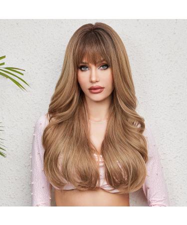 Emmor Ombre Brown Wigs - Curly Synthetic Women's Wig Heat-Resistant Long & Natural for Daily Use - Buy Online on GoSupps.com