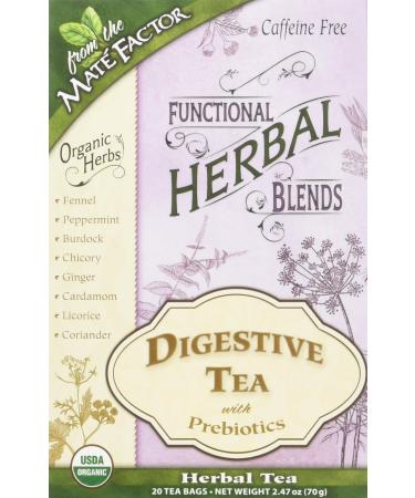 Mate Factor Functional Herbal Blends - Digestive Tea with Prebiotics 20 Bag(S) Herbal Mate 20 Count (Pack of 1)