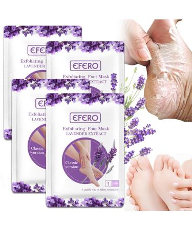 Foot Peel Mask 4 Pairs Natural Lavender Foot Peel Mask For Hard Skin-Foot Mask Hard Skin Remover Foot-Plantifique Foot Peel Mask-Baby Foot Foot Care(Lavender)