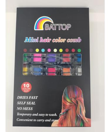 BATTOP 10PCS Hair Chalk Comb | Temporary Bright Hair Color Cream | Halloween Makeup & Birthday Gifts for Girls, Kids, Women | Washable - Buy Online on GoSupps.com