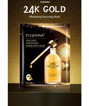 24K Gold Face Sheet Mask - Hydrating Whitening Anti-Aging Moisturizing & Firming Skin Care - Rejuvenate & Soothe Your Skin - Buy Online on GoSupps.com