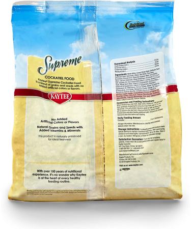 Kaytee Supreme Cockatiel Food 5 lb - Premium Whites & Tans Blend - Buy Online on GoSupps.com