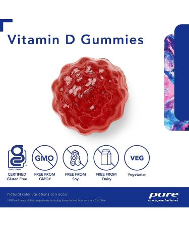 Pure Encapsulations Vitamin D Gummy | Support for Musculoskeletal Cardiovascular Neurocognitive Cellular and Immune Health* | 100 Gummies | Natural Raspberry Flavor - Buy Online on GoSupps.com