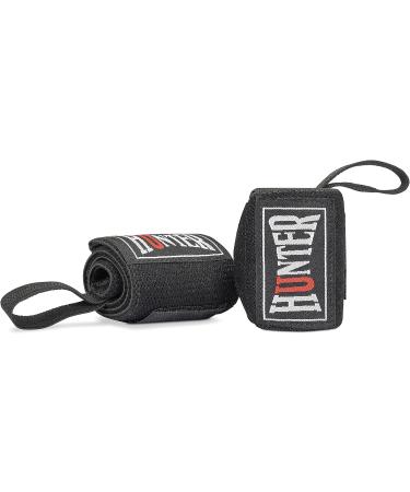 HUNTER Wrist Wraps 18 with Thumb Loops for Strength Training - Men & Women - Wrist Support Braces for Weightlifting, Crossfit, Powerlifting - Black - Buy Online on GoSupps.com
