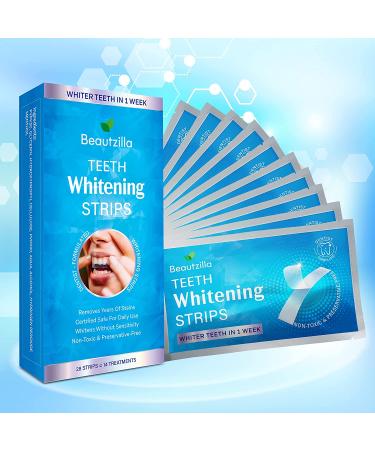 Beautzilla Teeth Whitening Strips | 30-Minute Safe Formula for Sensitive Teeth | Professional Whitening Kit (28 Count) - Buy Online on GoSupps.com
