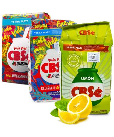 Yerbee CBS Yerba Mate Guaran 2x0.5kg + CBS Yerba Mate Lemon 0.5 kg Mate Tea from Argentina Invigorating and energizing drink