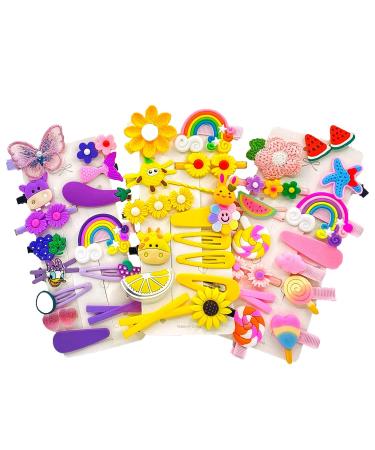 42 Piece Baby Hair Clips Set for Girls - Cute Animal, Fruit, and Flower Pattern Hair Pins for Babies, Toddlers, and Teens - Hair Accessories for Baby Girls - Buy Online on GoSupps.com
