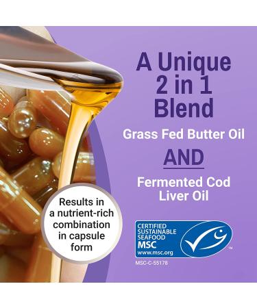 Green Pasture Blue Ice Royal Butter Oil/Fermented Cod Liver Oil Blend - 120 Capsules - Buy Online on GoSupps.com