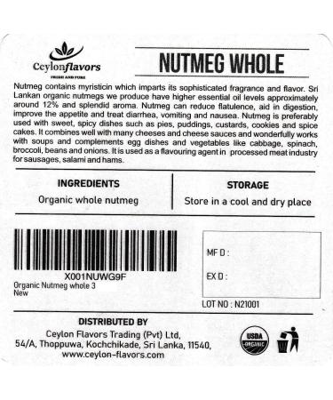 Nutmeg Seeds Whole 56g (2oz) Premium Grade Shell Removed and Cleaned A Quality Ceylon Cinnamons Product - Buy Online on GoSupps.com