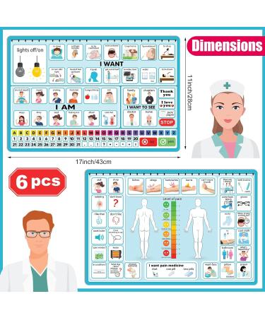 6 Pcs Patient Communication Board Nonverbal Communication Board Colorful Picture Symbol Communication Cards for Nonverbal Children Adults (Blue) - Buy Online on GoSupps.com