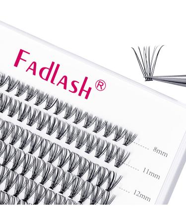 Individual Lashes Fadlash Cluster Eyelashes Extension 20 Root 0.10mm D Curl 8-15mm Mixed Length Eyelashes Individual Cluster Lashes Self-Application DIY Lashes Extensions 8-15mm 20D-0.10-D