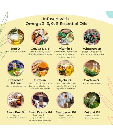 Natural Sports Balm and Sports Oil Rub with Pure Emu Oil - Vitamins A D E F & K2 Omega 3 6 9 Tea Tree & Essential Oils - Buy Online on GoSupps.com