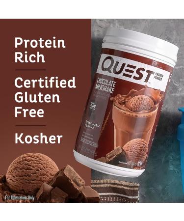 Quest Nutrition Vanilla Milkshake Protein Powder 24g of Protein 1g of Sugar 1.6 Pound 23 Servings & Chocolate Milkshake Protein Powder 22g Protein 2g Net Carbs 1g Sugar Low Carb - Buy Online on GoSupps.com