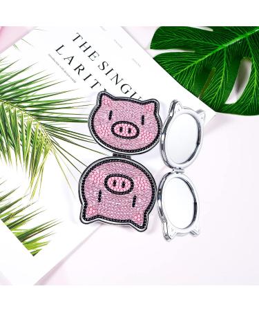 Zxvskr Diamond Painting Pocket Mirror - Portable Travel Piglet Cosmetic Mirror - Folding Handheld Double-Sided 1x/2x Magnifying Purse Mirror - Buy Online on GoSupps.com