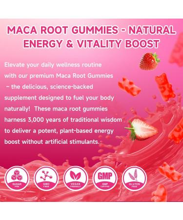 Maca Root Gummies for Women & Men Organic Maca Root Supplement with Ashwagandha for Energy & Strength Support Sugar-Free/Vegan/Non-GMO Strawberry Flavor 60 Count Strawberry 60 Count (Pack of 1) - Buy Online on GoSupps.com