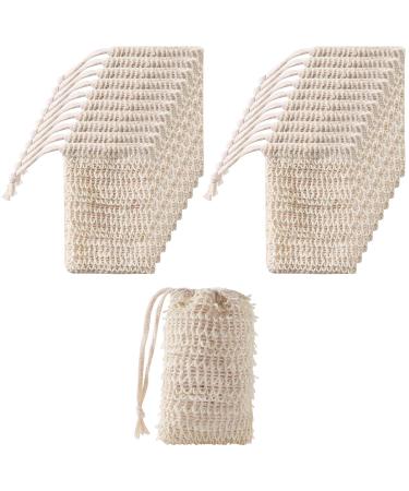 Trounistro 30 Pack Exfoliating Soap Bags - Natural Ramie Material - Handmade Mesh Pouch with Drawstring for Bath & Shower - Soap Saver - Buy Online on GoSupps.com