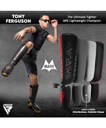RDX Maya Hide Leather Kickboxing Shin Guards - Muay Thai MMA Karate Taekwondo Protection - Red XL - Buy Online on GoSupps.com