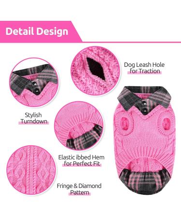 Cit toile Warm Dog Sweater - Turtleneck Knitted Coat for Small & Medium Pets | Stylish Autumn Winter Puppy Clothing in Large Pink - Buy Online on GoSupps.com