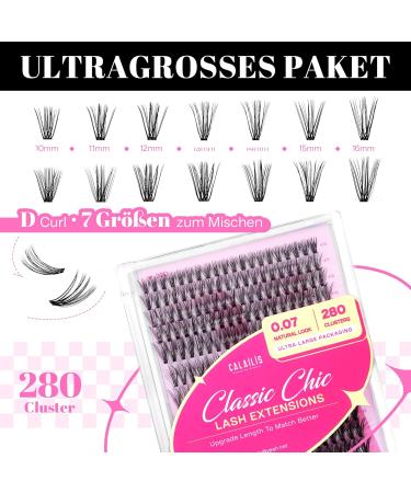 Calailis Individual Eyelash Extensions - 280 PCs DIY Cluster Eyelashes | 0.07-30D + 40D D Curl Volume Lashes at Home - Buy Online on GoSupps.com