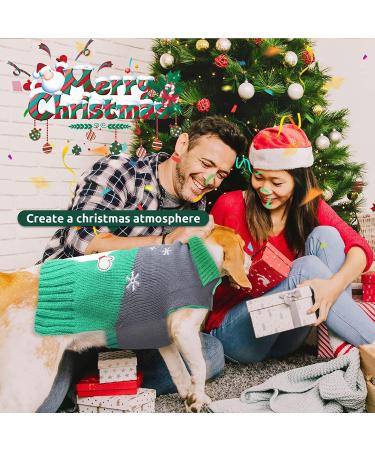 Cozy Christmas Dog Sweater - Warm Turtleneck Knitwear for Puppies & Dogs | Festive Gray-Green Moose Design | Perfect Holiday Gift (XL) - Buy Online on GoSupps.com