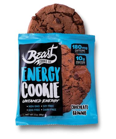Beast Energy Cookie - Vegan Protein Chocolate Brownie Cookie | 180mg Caffeine, 10g Protein | Dairy-Free, Soy-Free, Egg-Free, Non-GMO | 3 Oz 12-Pack - Buy Online on GoSupps.com