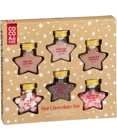 Deluxe Hot Chocolate Kit Gift Set - 6 Flavoured Chocolate Jars with Peppermint, Milk & White Choc, Orange Choc, Mini Mallows & Sprinklers - Buy Online on GoSupps.com