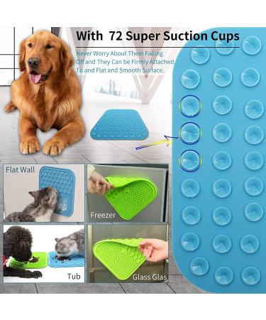 Dog Licking Mat with Suction Cups | BPA-Free Silicone for Anxiety Relief | Slow Feeder & Grooming Mat in Green & Blue - Buy Online on GoSupps.com