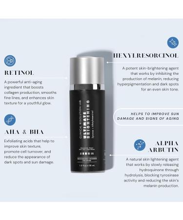 Clinical Resolution Ultimate Brightening Serum For Face Help Daily Anti-Wrinkle Dark Spot Corrector to Brighten & Even Tone Mineral-Oil & Dye-Free Moisture Antioxidants and Nutrient for Skin 30ml - Buy Online on GoSupps.com