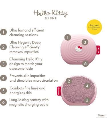 Geske x Hello Kitty Sonic Facial Brush | 4-in-1 Electric Cleaning Brush | Gentle Skincare Tool | Skin Cleaning - Hello Kitty Pink - Buy Online on GoSupps.com