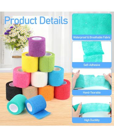 Risvowo 12 Rolls Self-Adhesive Bandages - Elastic Non-Woven Athletic Wrap for Wrist Ankle & Pet Grooming (5cm x 4.5m) - Buy Online on GoSupps.com