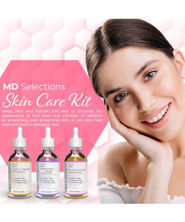 Buy MD Selections Retinol Hyaluronic Ferulic Triple C Peptide Serum Bundle 3 Pack for Skin Firming & Collagen Boost | International Shipping Available - Buy Online on GoSupps.com