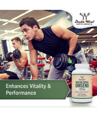 Korean Red Panax Ginseng 1000mg (4 Month Supply) 240 Capsules - Mood, Cognitive Function, Energy Support by Double Wood - Buy Online on GoSupps.com