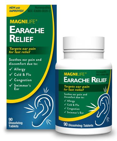MagniLife Earache Relief Fast-Acting Natural Relief for Swimmers Ear Pain and Discomfort from Allergies Cold and Flu - 90 Quick Dissolve Tablets