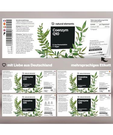 Natural Elements Coenzyme Q10 200mg - 120 Vegan Capsules | High-Quality Q10 from Corn - Made in Germany - 4 Months Supply - Buy Online on GoSupps.com