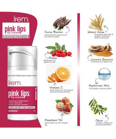 Irem Pink Lips Lip Cream - Repair Restore & Brighten Lips with Vitamin C Hyaluronic Acid & Licorice - 15g | International Shipping Available - Buy Online on GoSupps.com