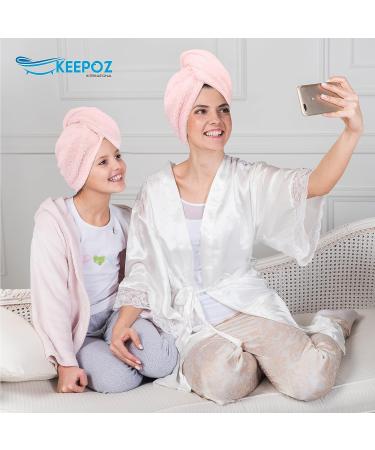 KEEPOZ 100% Cotton Hair Towel Wrap for Women - Quick Dry & Super Absorbent Turban Head Wrap with Button - Non Microfiber Anti Frizz Hair Cap for Curly, Long & Thick Hair (Pink) - Buy Online on GoSupps.com