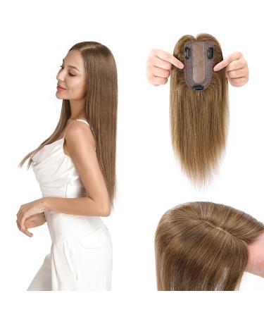 Clip in extensions real hair topper extensions real hair hair parts real hair toupet for women toupe hair part 130% dense hair extensions 45cm-53g 06# light brown