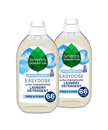 Seventh Generation Laundry Detergent, Ultra Concentrated EasyDose, Free & Clear, 23.1 Fl Oz (Pack of 2) (Packaging May Vary) fragrance-free
