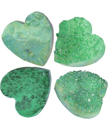 Nupuyai Titanium Coated Bergkristall Druse - Irregular Crystal Cluster Quartz Geode Gemstone for Reiki & Feng Shui Decoration - Green Heart Form - Buy Online on GoSupps.com