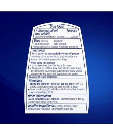 TUMS Ultra Strength Chewable Antacid Tablets for Heartburn Relief and Acid Indigestion Relief Assorted Berries - 12 Count - Buy Online on GoSupps.com