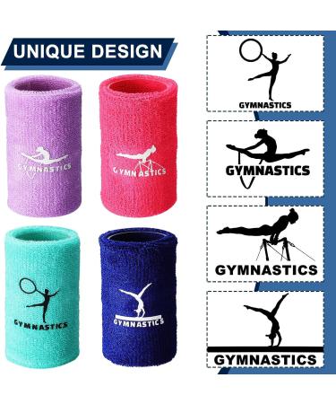 Kids Sports Wristbands Set | Colorful Sweatbands for Gym | Polyester Cotton Wrist Bands | Pink Navy Light Purple Turquoise - 4 Pairs - Buy Online on GoSupps.com