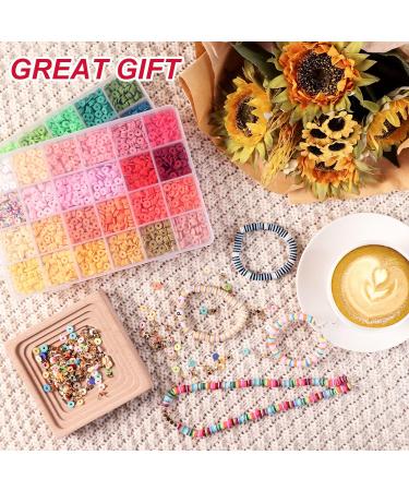 QUEFE 4800pcs Clay Beads for Bracelet Making Kit - 48 Colors Polymer Clay Beads for Jewelry Making - Heishi Beads for Girls 8-12 - Preppy Gift Pack - Buy Online on GoSupps.com
