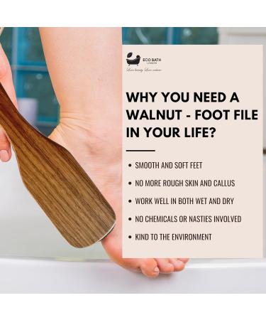 Eco Bath Londo Walnut Wood Pumice Foot File - Luxury Double Sided Pumice Stone Pedicure Tool for Feet Natural Exfoliating Foot Scrubber Dead Hard Skin and Callus Removal - Buy Online on GoSupps.com